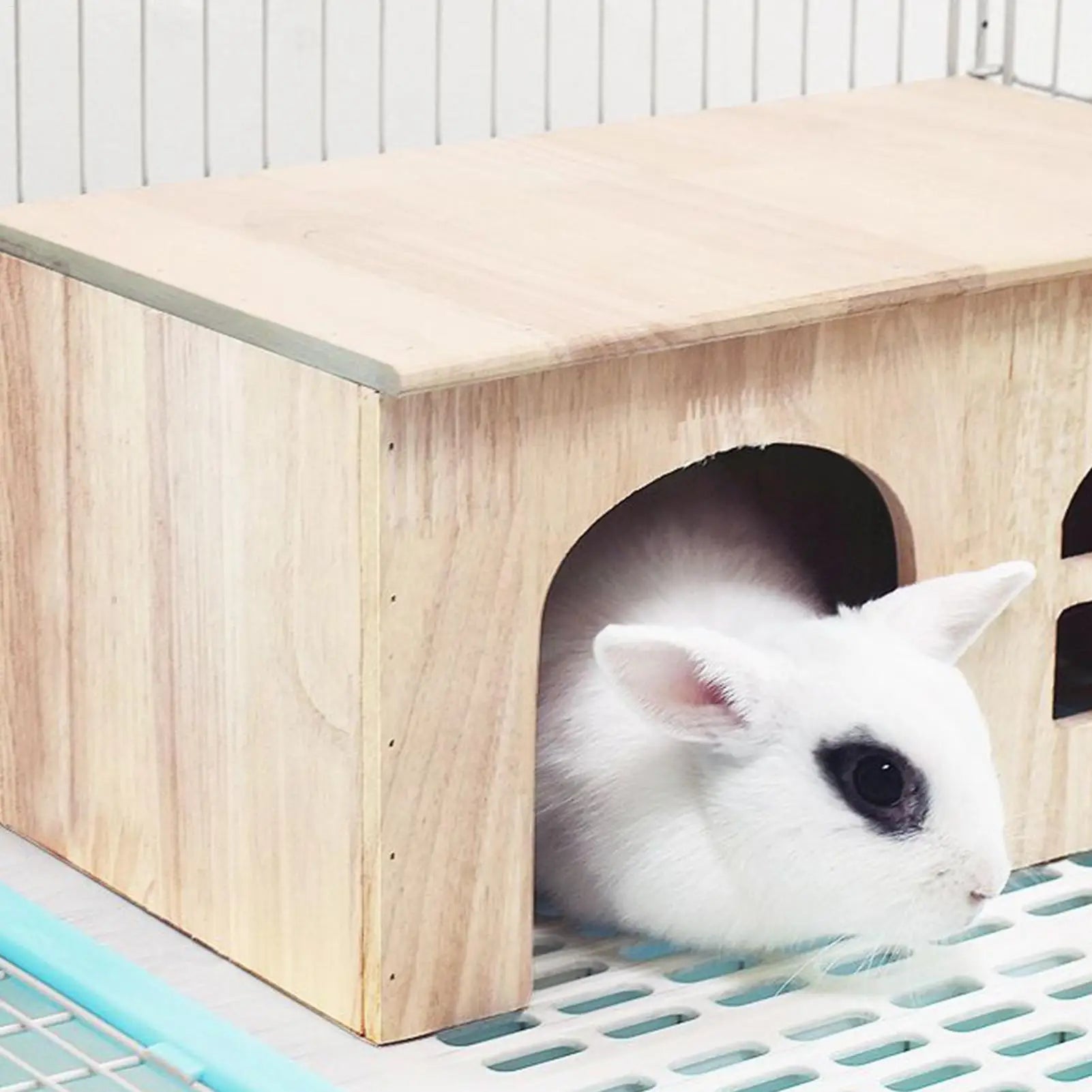 Gerbil House Wooden Habitat With Window Door Ventilated Small Animal House For Hamster Gerbil Chinchilla Hedgehog Ferret Resting