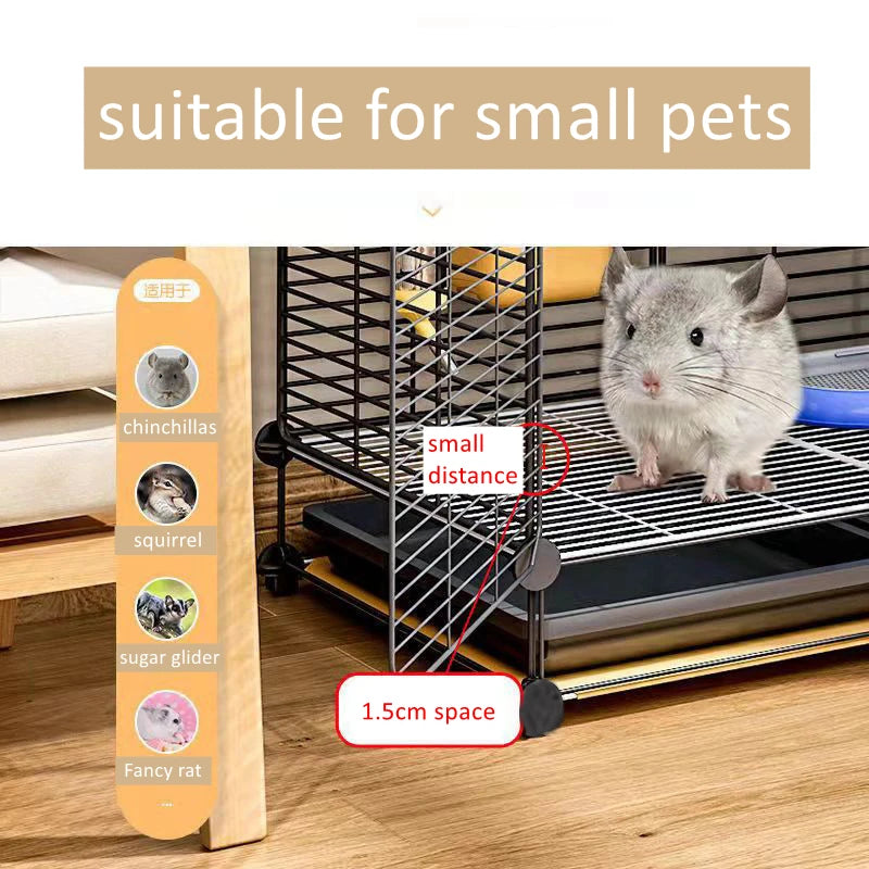 Cute Metal Pet House with Ladder, Small Animal Cage for Hamster Rat Squirrel Mouse, Playground with Ventilation，Hamster House