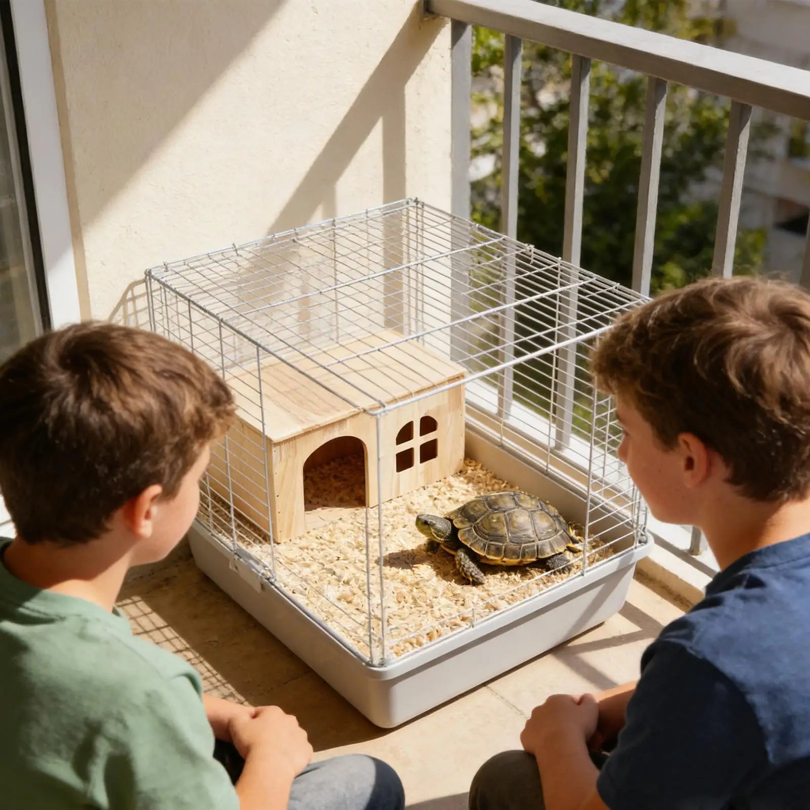 Gerbil House Wooden Habitat With Window Door Ventilated Small Animal House For Hamster Gerbil Chinchilla Hedgehog Ferret Resting