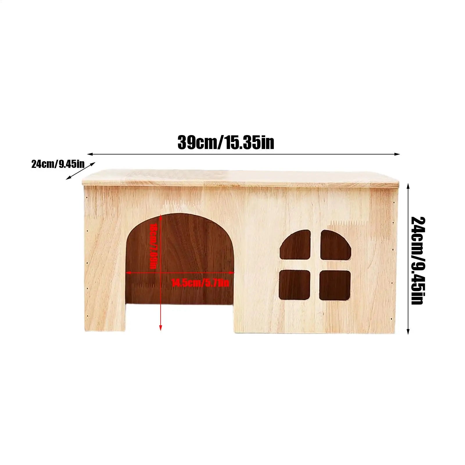 Gerbil House Wooden Habitat With Window Door Ventilated Small Animal House For Hamster Gerbil Chinchilla Hedgehog Ferret Resting
